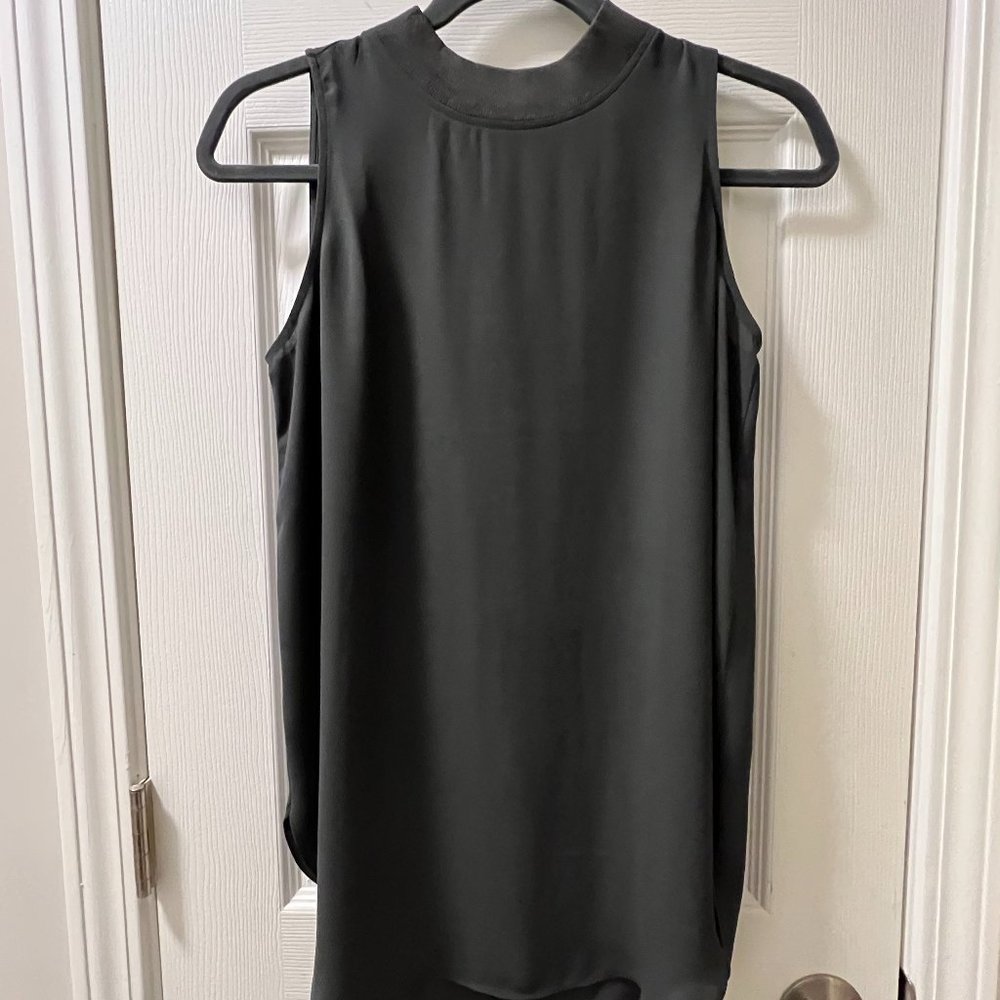 LOFT Women's Tunic Length Blouse, Mock Neck, Olive Green, Size XS